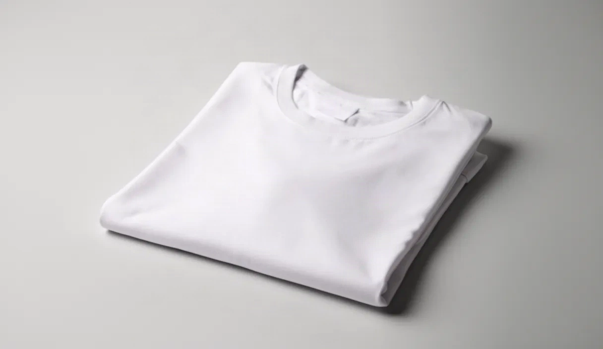 A side-by-side comparison showing clothing on a flat surface before and after AI enhancement, demonstrating outfit visualization accuracy