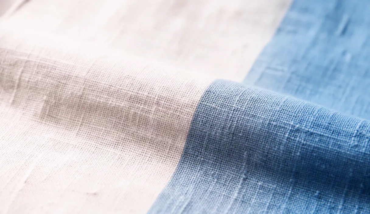 Extreme close-up of various fabric textures including linen, cotton, silk, and wool, showing the material qualities that matter when building a wardrobe.