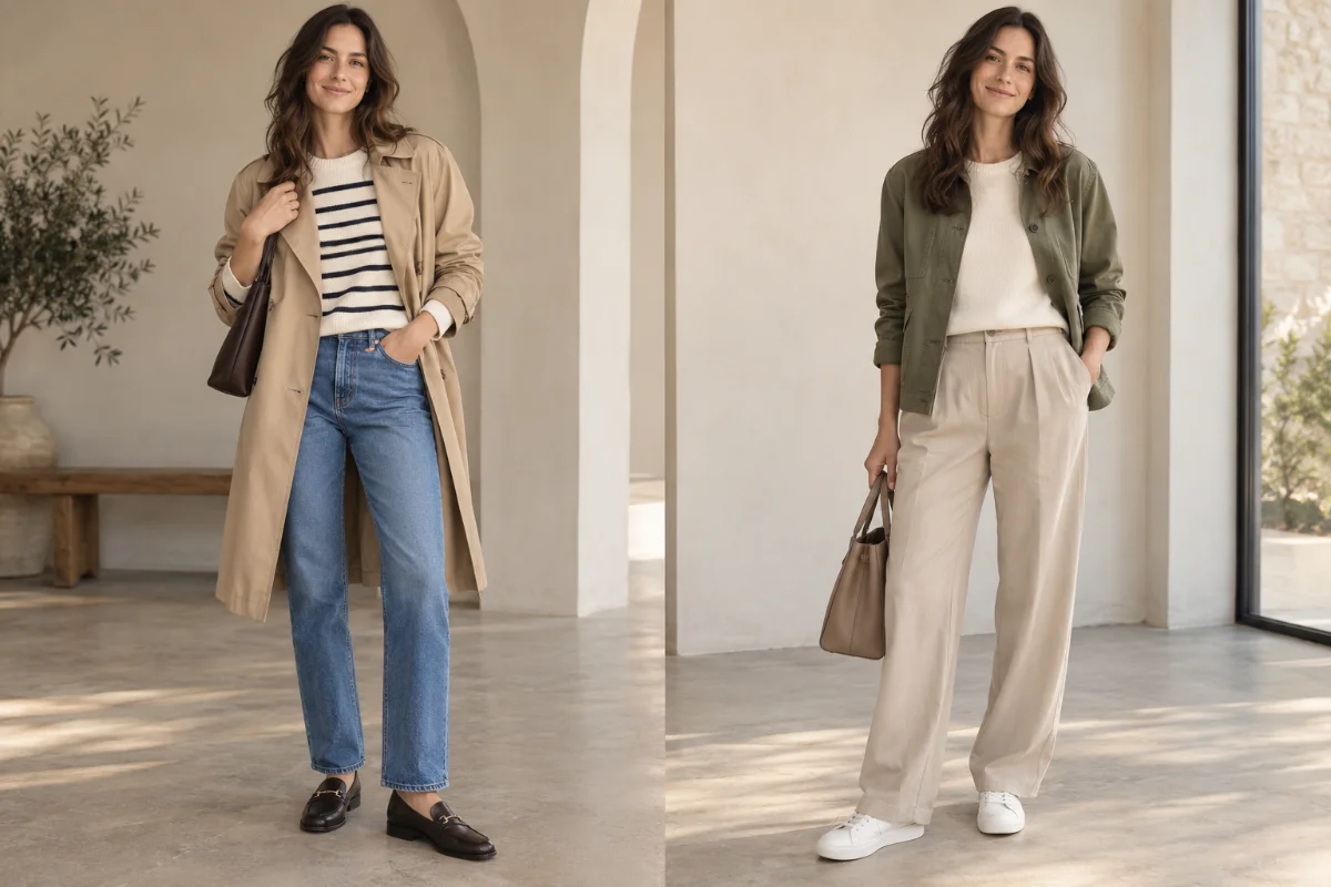 Two smart casual work outfits for women