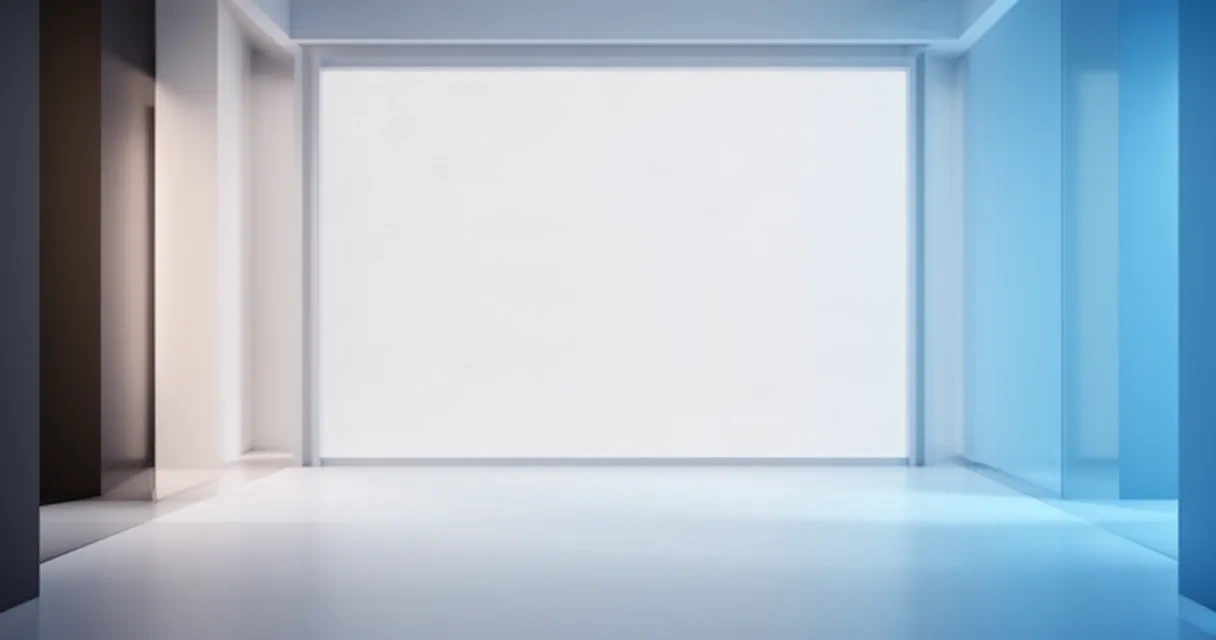 A soft, cool-toned environment suggesting a futuristic dressing room, with no specific objects visible, focusing on light and atmosphere to evoke a sense of virtual try-on.