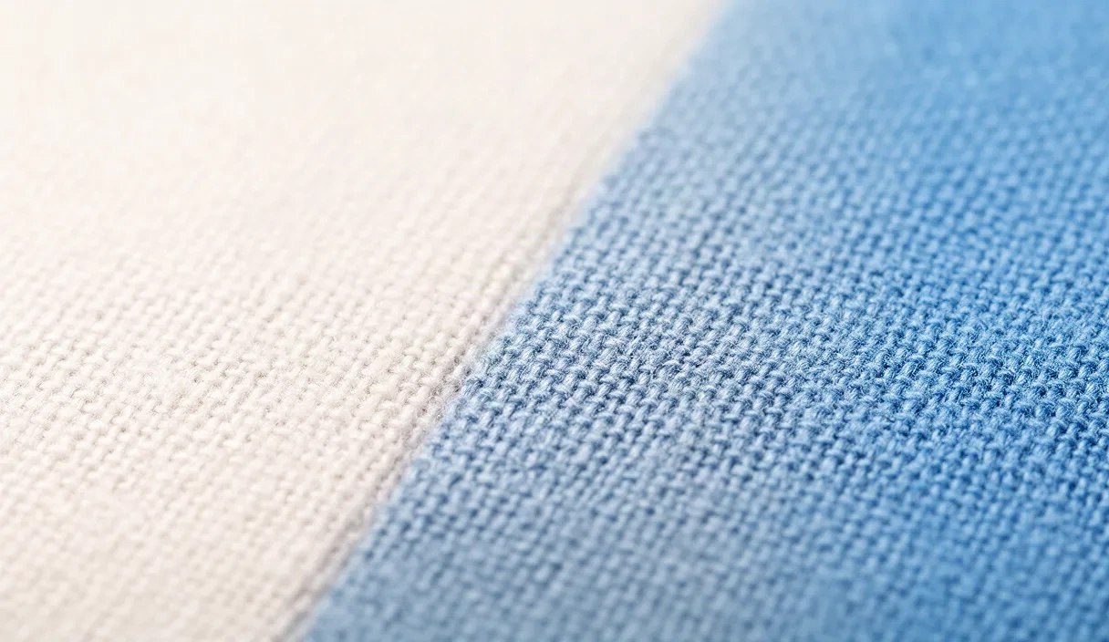An extreme close-up macro shot of a complex fabric weave, showing the texture and detail under soft studio lighting.